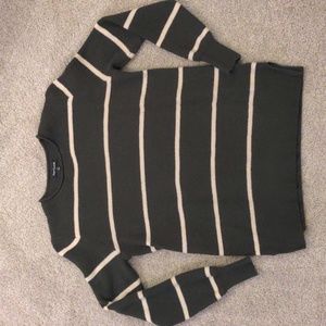 Pink Clover Crewneck Striped Sweater, Hunter Green